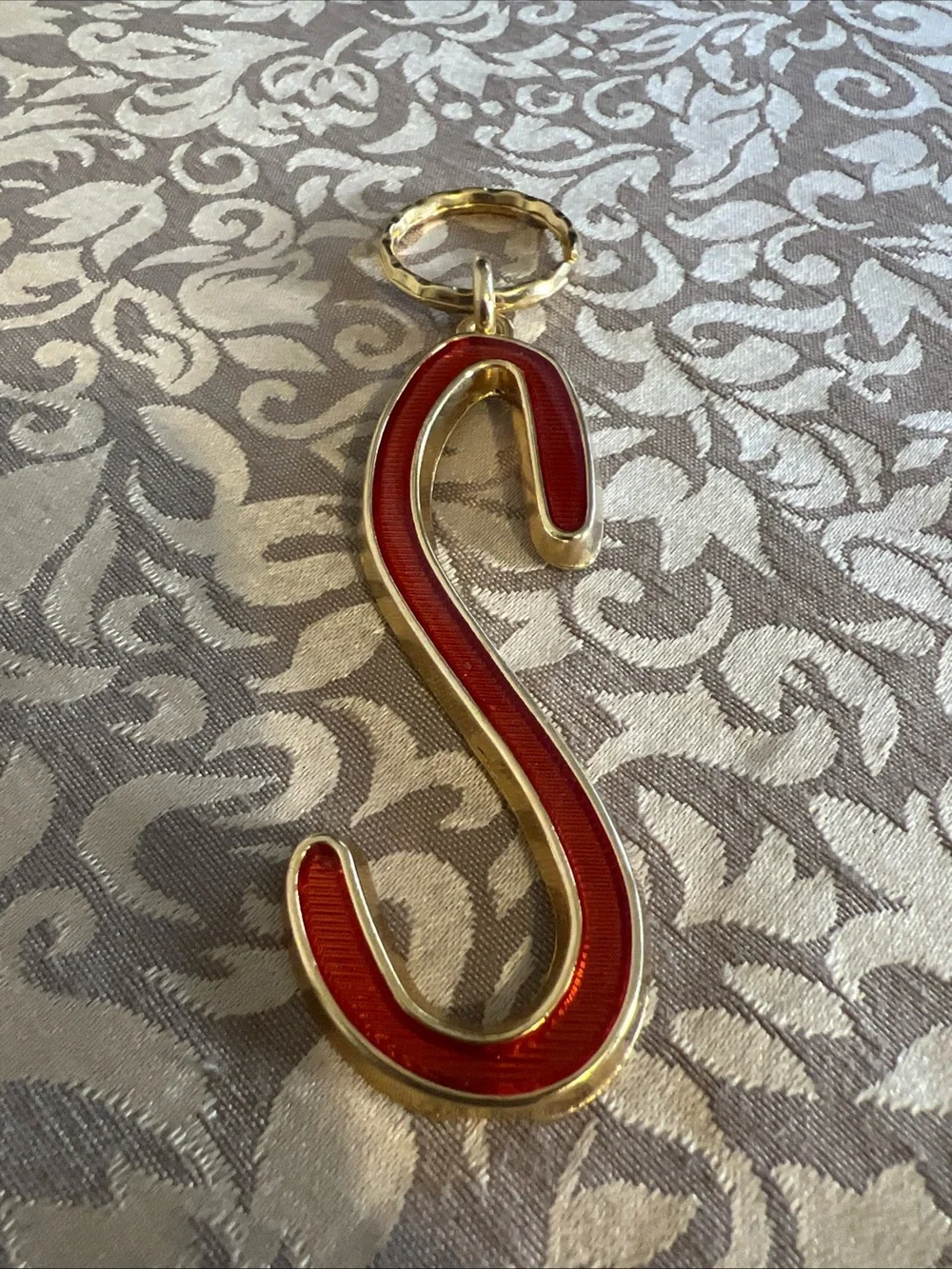 Vintage Keychain Big Metal “S” with crown stamp mark Gift